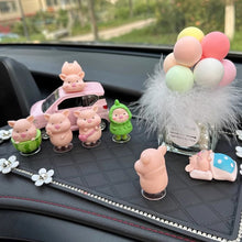 Load image into Gallery viewer, 7Pcs/Set Cute Car Center Console Ornament Animal Pig Doll Statue Figurine Small Miniatures for Car Home Decoration