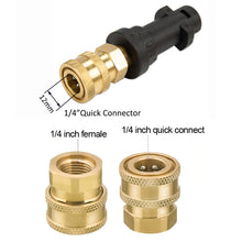 Load image into Gallery viewer, 1/4" Quick Pressure Washer Quick Connector 1/4" to Spray Gun Wand Lance Bayonet Adapter Disconnect Release Fitting for Karcher