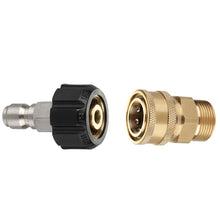 Load image into Gallery viewer, 2Pcs 3/8'' or 1/4" Pressure Washer Adapter Kit M22 14mm / 15mm Female Swivel to Quick Connect Release Set Nozzles