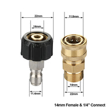 Load image into Gallery viewer, 2Pcs 3/8'' or 1/4" Pressure Washer Adapter Kit M22 14mm / 15mm Female Swivel to Quick Connect Release Set Nozzles