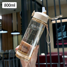 Load image into Gallery viewer, 1Pc 800ml Sports Water Bottle with straw For Camping Hiking Outdoor Plastic Transparent Bottle For Men Drinkware