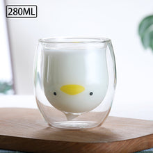 Load image into Gallery viewer, 1Pc Glass Mugs Double Wall Glass Mug Bear Cat Animal Double-layer Glass Mug Coffee Cup Christmas Mug Gift Cute Tea Milk Cup