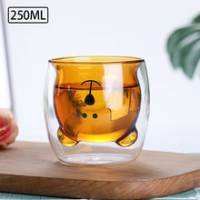 Load image into Gallery viewer, 1Pc Glass Mugs Double Wall Glass Mug Bear Cat Animal Double-layer Glass Mug Coffee Cup Christmas Mug Gift Cute Tea Milk Cup