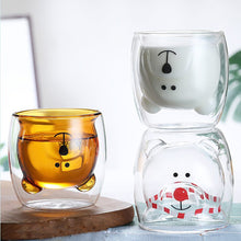 Load image into Gallery viewer, 1Pc Glass Mugs Double Wall Glass Mug Bear Cat Animal Double-layer Glass Mug Coffee Cup Christmas Mug Gift Cute Tea Milk Cup