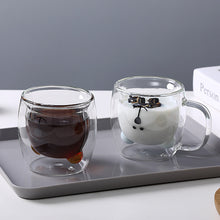 Load image into Gallery viewer, 1Pc Glass Mugs Double Wall Glass Mug Bear Cat Animal Double-layer Glass Mug Coffee Cup Christmas Mug Gift Cute Tea Milk Cup