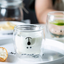 Load image into Gallery viewer, 1Pc Glass Mugs Double Wall Glass Mug Bear Cat Animal Double-layer Glass Mug Coffee Cup Christmas Mug Gift Cute Tea Milk Cup