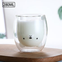 Load image into Gallery viewer, 1Pc Glass Mugs Double Wall Glass Mug Bear Cat Animal Double-layer Glass Mug Coffee Cup Christmas Mug Gift Cute Tea Milk Cup