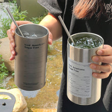 Load image into Gallery viewer, 350/600ml Ice Hot Coffee Industrial Style Stainless Steel Handy Thermos Cup Car Direct Drinking Straw American Travel Mug