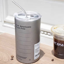 Load image into Gallery viewer, 350/600ml Ice Hot Coffee Industrial Style Stainless Steel Handy Thermos Cup Car Direct Drinking Straw American Travel Mug