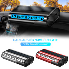 Load image into Gallery viewer, Solar Car Parking Number Plate Luminous Auto Parking Card Temporary Stop Phone Number Card For Car Decoration Accessory