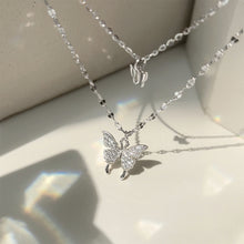 Load image into Gallery viewer, Double Layer Butterfly Pendant Necklace Clavicle Chain Sparkling Diamond Double Layer Alloy Necklace Women Jewelry Gift