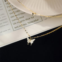Load image into Gallery viewer, Double Layer Butterfly Pendant Necklace Clavicle Chain Sparkling Diamond Double Layer Alloy Necklace Women Jewelry Gift