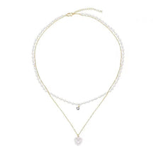 Load image into Gallery viewer, Love Pendant Double Layer Alloy Necklace Simple Versatile Pearl Necklace Clavicle Chain Jewelry Accessory