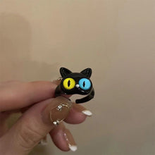 Load image into Gallery viewer, Funny Black Cat Green Monster Ring Fashionable Personalized Opening Adjustable Ring Jewelry Accessory