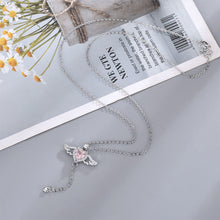 Load image into Gallery viewer, Cupid's Heart Love Necklace Shiny Zircon Angel Wings Love Pendant Alloy Necklace Clavicle Chain Female Jewelry Accessory