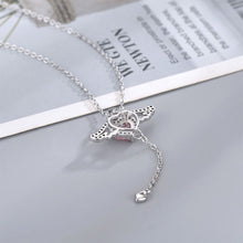 Load image into Gallery viewer, Cupid's Heart Love Necklace Shiny Zircon Angel Wings Love Pendant Alloy Necklace Clavicle Chain Female Jewelry Accessory