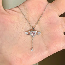 Load image into Gallery viewer, Cupid's Heart Love Necklace Shiny Zircon Angel Wings Love Pendant Alloy Necklace Clavicle Chain Female Jewelry Accessory
