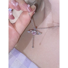Load image into Gallery viewer, Cupid's Heart Love Necklace Shiny Zircon Angel Wings Love Pendant Alloy Necklace Clavicle Chain Female Jewelry Accessory