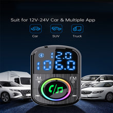 Load image into Gallery viewer, BC71 Car FM Transmitter Car Charger Bluetooth 5.0 QC 3.0 Fast Charge PD Car Charger MP3 Music Player Ambient Light TF Card