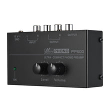 Load image into Gallery viewer, Ultra-compact PP500 Phono Preamplifier Preamp with Bass Treble Balance Volume Adjustment Pre-amp Turntable Preamplificador