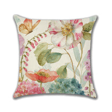 Load image into Gallery viewer, Elegant flower Throw Pillow Case Cotton Linen Square Cushion Cover Summer Home Decorative Pillow Covers 18 x 18 Inch
