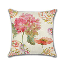 Load image into Gallery viewer, Elegant flower Throw Pillow Case Cotton Linen Square Cushion Cover Summer Home Decorative Pillow Covers 18 x 18 Inch