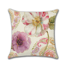 Load image into Gallery viewer, Elegant flower Throw Pillow Case Cotton Linen Square Cushion Cover Summer Home Decorative Pillow Covers 18 x 18 Inch