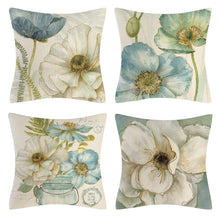 Load image into Gallery viewer, Blue Flower Throw Pillow Covers 18x18 Inch Square Pillowcase Cotton Linen Cushion Cases for Home Decor Sofa Bedroom Car