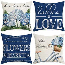 Load image into Gallery viewer, Set of 4 Love Flower Letters Throw Pillow Covers Cotton Linen Cushion Cover Pillowcase for Sofa Couch Home Decor 18 X 18 Inch