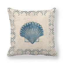 Load image into Gallery viewer, Throw Pillow Covers Sea Theme Square Cotton Linen Cushion Cover Pillow Case for Indoors Home Decor 18 x 18 Inch Set of 4