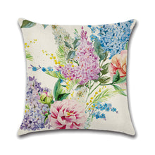 Load image into Gallery viewer, Set of 4 Colorful Flowers Throw Pillow Case Cotton Linen Cushion Cover Square Pillow Covers Sofa Home Decor 18x18 Inch