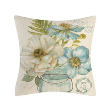 Load image into Gallery viewer, Set of 4 Blue Flower Throw Pillow Covers 18x18 Inch Square Pillowcase Cotton Linen Cushion Cases for Home Decor Sofa Car