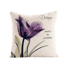 Load image into Gallery viewer, Set of 4 Purple Tulip Throw Pillow Covers Cotton Linen Cushion Cover Pillowcase for Couch Sofa Indoors Home Decor 18 X 18 Inch