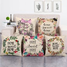 Load image into Gallery viewer, Home Sweet Home Garland Throw Pillow Covers Cotton Linen Cushion Cover Pillowcase for Couch Sofa Bed Home Decor 18 x 18 Inch