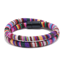 Load image into Gallery viewer, Unisex Bohemia Cloth Wrap Bracelet Magnetic Clasp Ethnic Boho Rope Fabric Bracelet