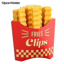 Load image into Gallery viewer, 12pcs Fries Chips Shape Sealing Clip with Fridge Magnet Holder Portable Bread Bag Fresh Storage Seal Clips Snack Bag Sealer Clamp Food Preservation Bag Clip Kitchen Storage Tool