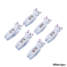 Load image into Gallery viewer, 6pcs/pack Multiple-function Cartoon Cat Clips Food Sealing Clips Snack Bag Clamps Household Decoration Clips Socks Hanging Clips