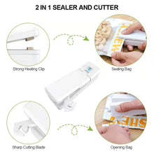 Load image into Gallery viewer, USB Charging Sealing Machine 2 In 1 Mini Heat Sealer Portable Handheld Sealing Machine Food Snack Plastic Storage Bag Rechargeable Sealer Packing Bag