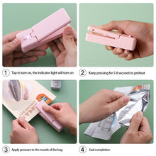 Load image into Gallery viewer, USB Charging Sealing Machine 2 In 1 Mini Heat Sealer Portable Handheld Sealing Machine Food Snack Plastic Storage Bag Rechargeable Sealer Packing Bag