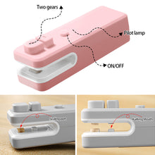 Load image into Gallery viewer, USB Charging 2 In 1 Mini Heat Sealer Portable Handheld Sealing Machine Food Snack Plastic Storage Bag Rechargeable Sealer Packing Bag