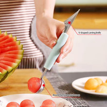 Load image into Gallery viewer, Double-Head Stainless Steel Fruit Platter Ball Digger Sawtooth Carving Knife Watermelon Ball Scoop Spoon Kitchen Fruit Carving Tool