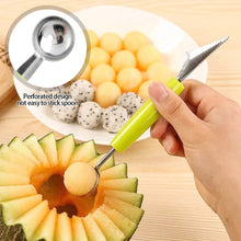Load image into Gallery viewer, Double-Head Stainless Steel Fruit Platter Ball Digger Sawtooth Carving Knife Watermelon Ball Scoop Spoon Kitchen Fruit Carving Tool