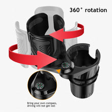 Load image into Gallery viewer, Multifunctional 2-in-1 Carbon Fiber Adjustable Car Water Cup Holder With Compass Expander Adapter Base Tray Car Drink Cup Bottle Holder Car Organizer
