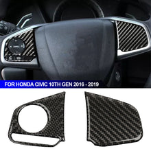Load image into Gallery viewer, 2Pcs Car Carbon Fiber Styling Steering Wheel Real Panel Cover Trim For Honda Civic 10th Gen 2016 - 2019