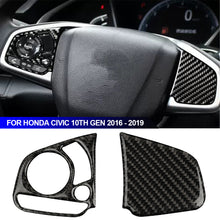 Load image into Gallery viewer, 2Pcs Car Carbon Fiber Styling Steering Wheel Real Panel Cover Trim For Honda Civic 10th Gen 2016 - 2019