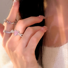Load image into Gallery viewer, Pink Diamond Love Ring Couple Ring Opening Adjustable Index Finger Ring Female Tail Ring