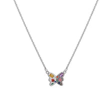 Load image into Gallery viewer, Creative Colorful Silver Butterfly Necklace Colorful Rhinestone Summer Collar Chain Women Jewelry Accessories