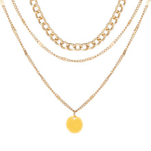 Load image into Gallery viewer, Three Layer Coin Pendant Alloy Chain Collarbone Chain Creative Retro Simple Gold Multi-layer Necklace Choker Women Jewelry
