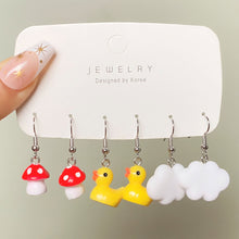 Load image into Gallery viewer, Cartoon Butterfly Cloud Little Duck Earrings Pendant Drop Glazed Mushroom Earrings Children's Cartoon Children's Fun Earrings