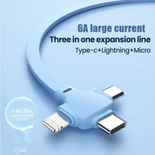 Load image into Gallery viewer, 120w Triangular Telescopic Three-In-One Charging Cable Suitable For Android Huawei Apple 6a Fast Charging Data Cable